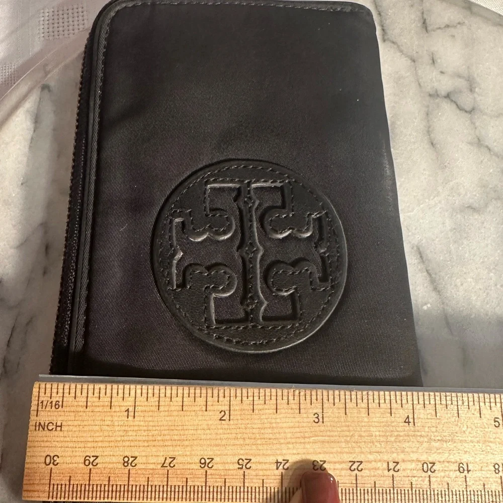 Tory Burch Black Zip around Wallet Nylon and all leather interior gold hardware - Picture 12 of 14
